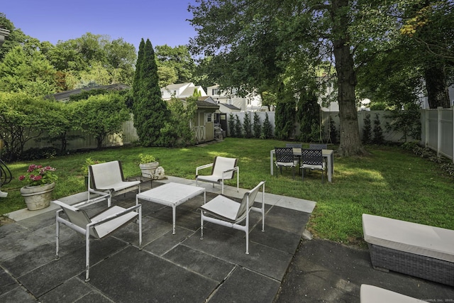 view of patio / terrace featuring an outdoor living space