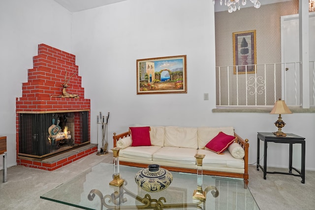 37 Shawnee Rd, Trumbull, CT 06611 - living area featuring carpet flooring and a brick fireplace