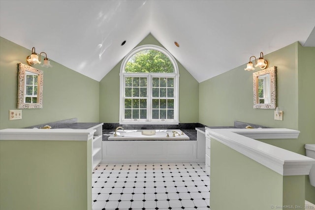 32 Powder Hill Rd, Middlefield, CT 06455 - bathroom featuring vaulted ceiling and a bath