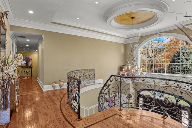 79 Comstock Hill Ave, Norwalk, CT 06850 - dining room with a tray ceiling, wood finished floors, baseboards, recessed lighting, and ornamental molding