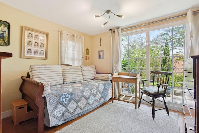 bedroom featuring baseboards and wood finished floors