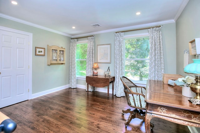 11 Tall Pines Dr, Weston, CT 06833 - office area with plenty of natural light, wood finished floors, baseboards, ornamental molding, and recessed lighting