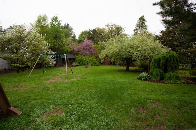 view of yard with a playground
