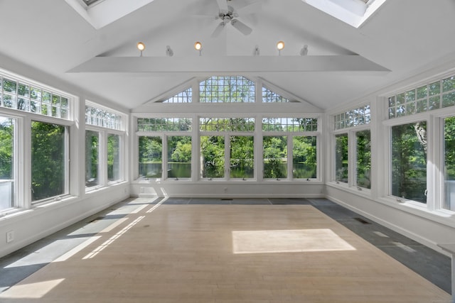 157 Pine Lake Rd, Westbrook, CT 06498 - unfurnished sunroom with a skylight and vaulted ceiling