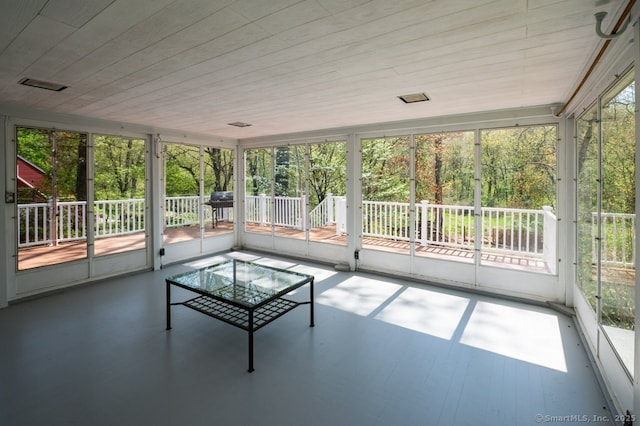view of unfurnished sunroom