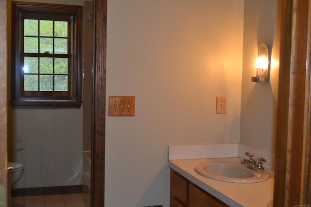 133 Music Vale Rd, Salem, CT 06420 - bathroom featuring toilet, vanity, tile patterned flooring, a bathtub, and a shower