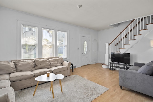 6 Thompson St, Fairfield, CT 06825 - living area with stairway and light wood-style flooring