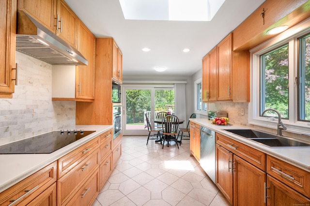 6 Shadow Ln, Norwalk, CT 06851 - kitchen with under cabinet range hood, a sink, appliances with stainless steel finishes, plenty of natural light, and recessed lighting