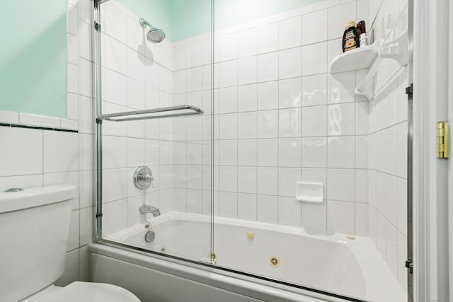 6 Shadow Ln, Norwalk, CT 06851 - full bath with toilet, bath / shower combo with glass door, and tile walls
