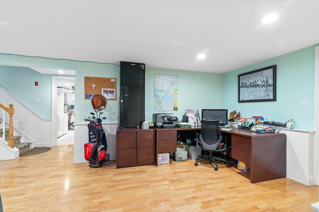 6 Shadow Ln, Norwalk, CT 06851 - office with wood finished floors, wainscoting, and recessed lighting
