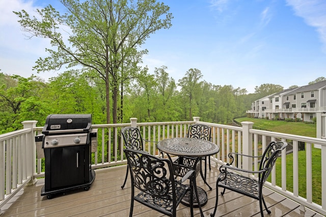 deck featuring grilling area