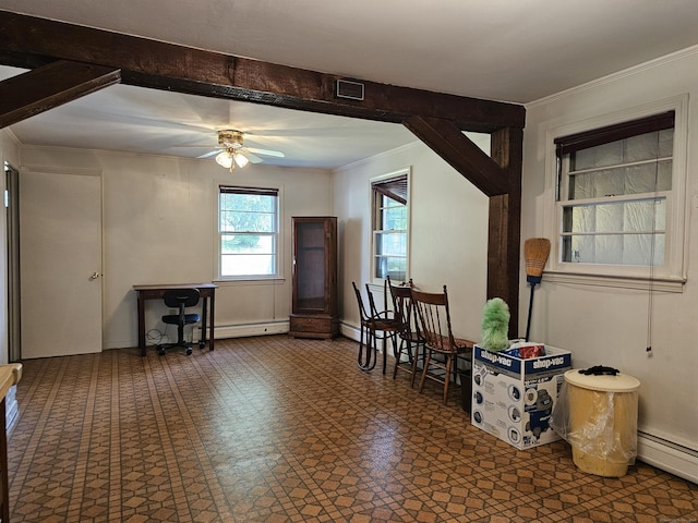 39 Charter Rd, Ellington, CT 06029 - foyer entrance with a ceiling fan, crown molding, and baseboard heating