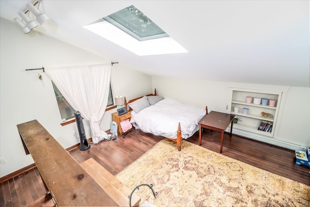 6 Kristy Dr, Bethel, CT 06801 - bedroom featuring a skylight, wood finished floors, lofted ceiling, and baseboard heating
