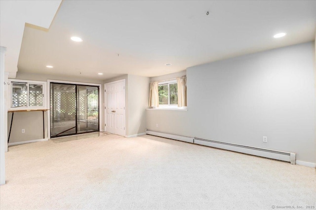 6 Kristy Dr, Bethel, CT 06801 - carpeted spare room featuring a baseboard radiator and recessed lighting