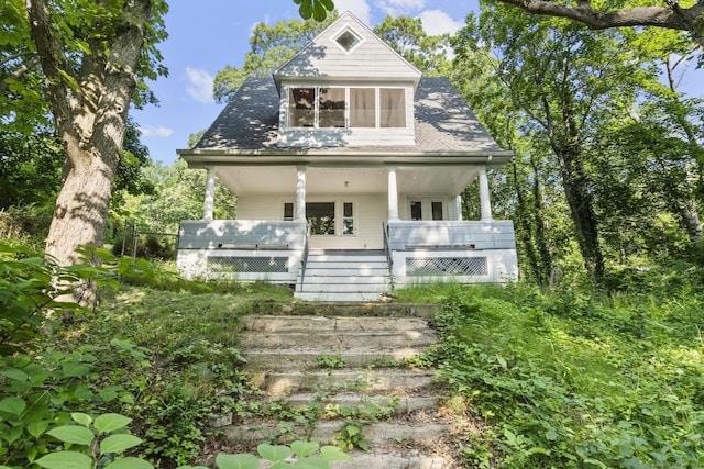 516 Savin Ave, West Haven, CT 06516 - view of front of home featuring stairs, a shingled roof, and a porch