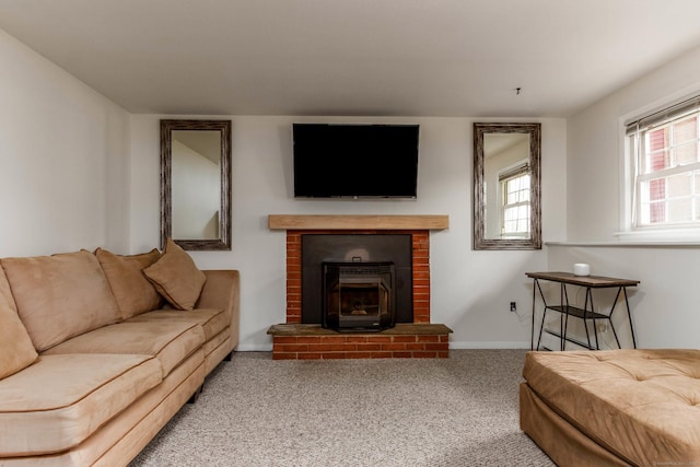 26 Sharon Cir, Meriden, CT 06450 - living room with a brick fireplace and carpet flooring