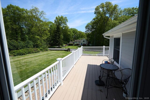 17 Grays Farm Rd, Weston, CT 06883 - wooden deck with a lawn
