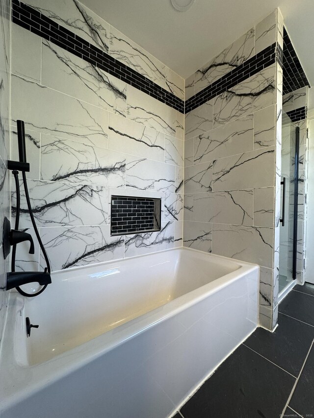 135 Lambert Ave, Meriden, CT 06451 - full bath featuring a shower stall, a garden tub, and tile patterned floors