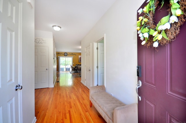 entrance foyer with light wood-style floors