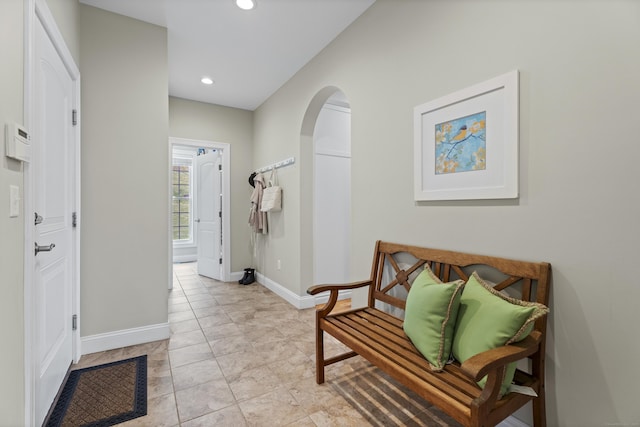 20 Peach Ln, East Lyme, CT 06333 - hall featuring arched walkways, recessed lighting, and baseboards