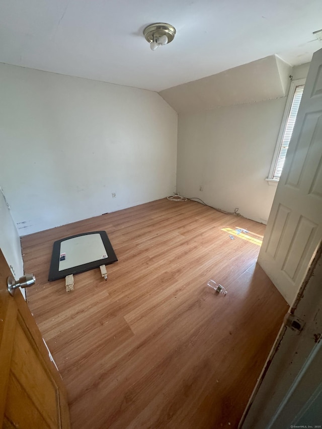 interior space with lofted ceiling and wood finished floors