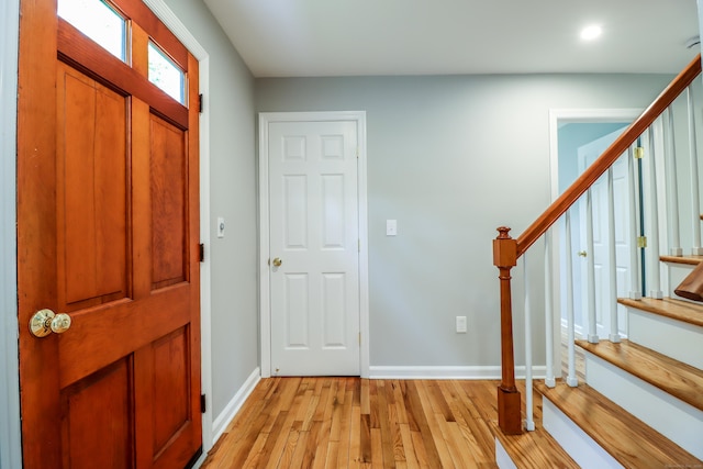 17 Alan Ave, Danbury, CT 06811 - entryway with stairway, light wood-style floors, baseboards, and recessed lighting