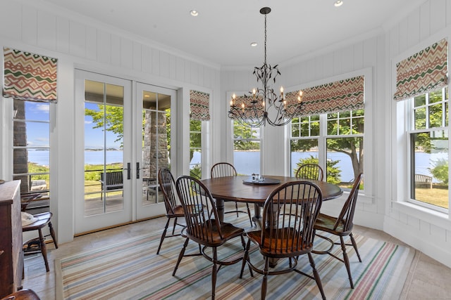 250 Joshua Point Rd, Guilford, CT 06437 - sunroom / solarium with french doors and a chandelier