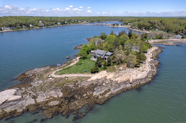 250 Joshua Point Rd, Guilford, CT 06437 - aerial overview of property's location featuring a large body of water and a heavily wooded area