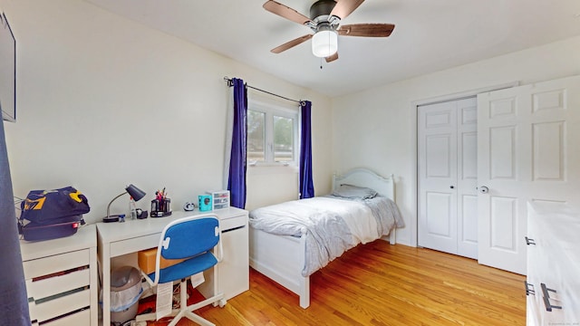 86 Butler Ave, Southington, CT 06489 - bedroom featuring a closet, light wood-type flooring, and ceiling fan
