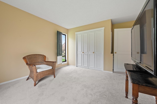 sitting room featuring baseboards and carpet floors