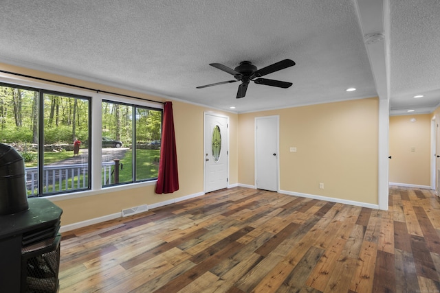27 Honey Hill Rd, East Haddam, CT 06423 - entryway with a textured ceiling, hardwood / wood-style flooring, ceiling fan, recessed lighting, and baseboards
