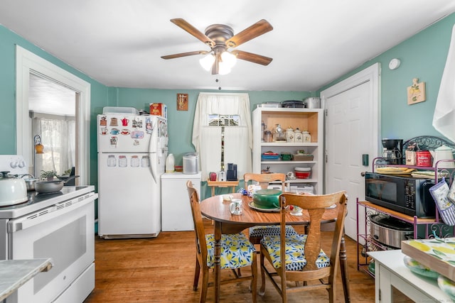35 S St, Bethel, CT 06801 - dining space featuring wood finished floors and a ceiling fan