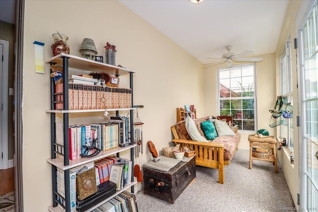 37A/K/A27 Oregon Ave, East Haven, CT 06512 - sitting room with ceiling fan and carpet floors