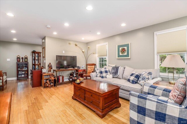 37A/K/A27 Oregon Ave, East Haven, CT 06512 - living room with recessed lighting and light wood-style floors