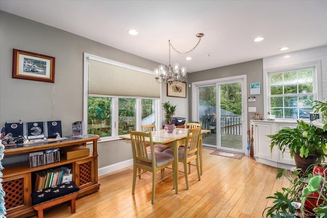 37A/K/A27 Oregon Ave, East Haven, CT 06512 - dining room with a chandelier, light wood-type flooring, recessed lighting, and baseboards