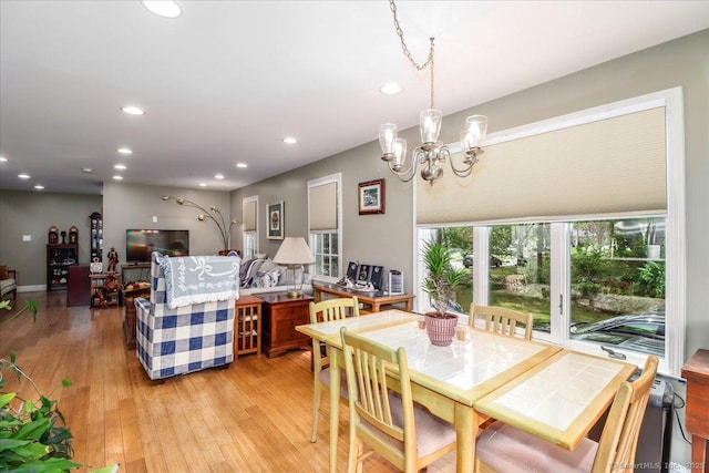 37A/K/A27 Oregon Ave, East Haven, CT 06512 - dining space with a chandelier, recessed lighting, and light wood finished floors