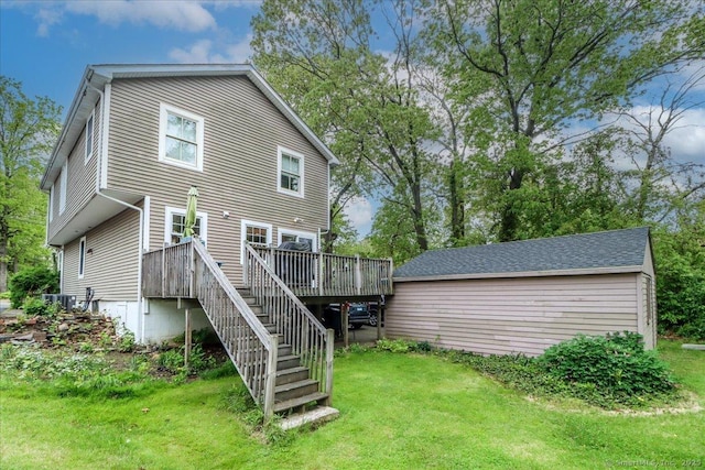 37A/K/A27 Oregon Ave, East Haven, CT 06512 - rear view of house featuring a deck, stairway, and a yard