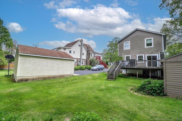37A/K/A27 Oregon Ave, East Haven, CT 06512 - view of grassy yard featuring a deck and stairs