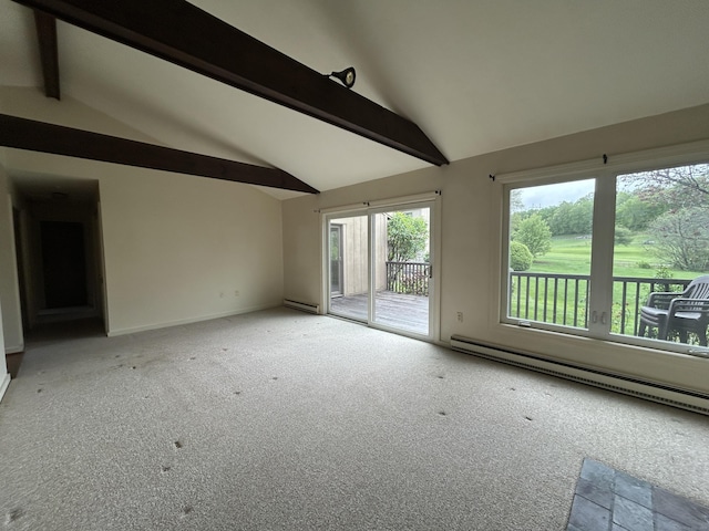 8 Pilgrim Hbr Unit A, Wallingford, CT 06492 - unfurnished living room with light carpet, a baseboard heating unit, baseboard heating, and baseboards