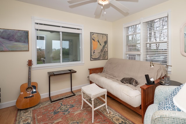 3 Clark Ave, Old Saybrook, CT 06475 - living area with wood finished floors, a ceiling fan, and baseboards