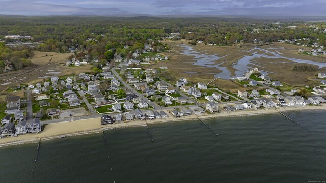 3 Clark Ave, Old Saybrook, CT 06475 - aerial view of property and surrounding area with nearby suburban area, a large body of water, and a forest
