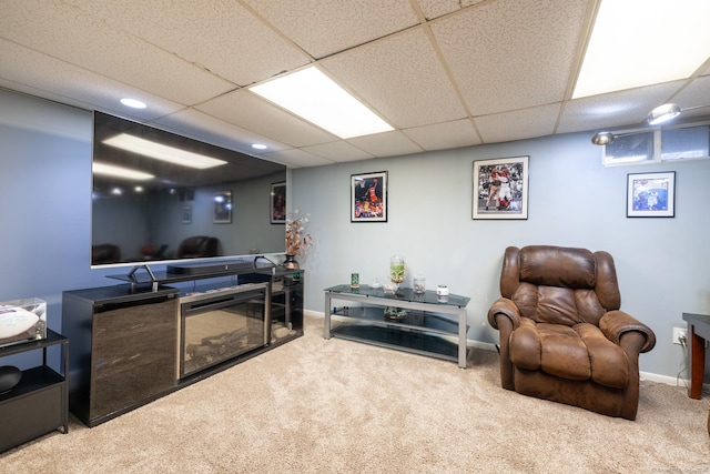 201 Greens Farm Rd Unit 201, Branford, CT 06405 - sitting room featuring carpet, recessed lighting, a drop ceiling, and baseboards