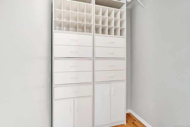 spacious closet featuring light wood finished floors