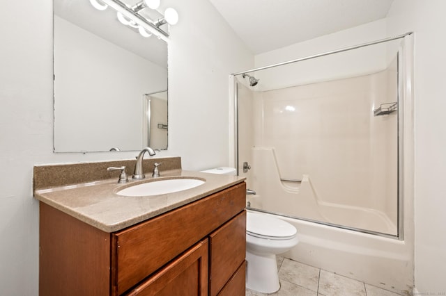full bathroom with tile patterned flooring, vanity, toilet, and shower / bath combination
