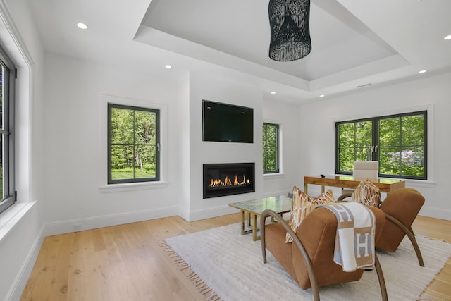 168 Proprietors Xing, New Canaan, CT 06840 - living room with healthy amount of natural light, a glass covered fireplace, light wood-style floors, and recessed lighting