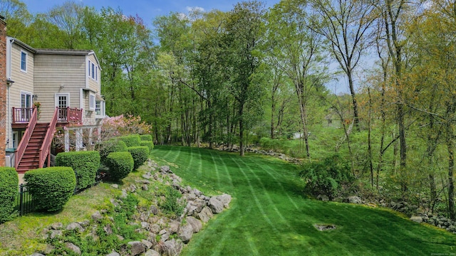 230 Ball Pond Rd, New Fairfield, CT 06812 - view of yard featuring a deck and stairway