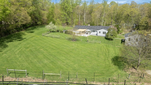 drone / aerial view with a rural view