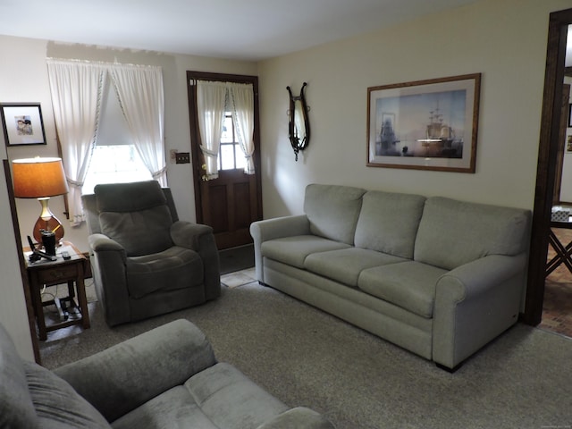 living room featuring carpet
