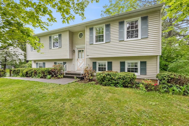 bi-level home with a front yard