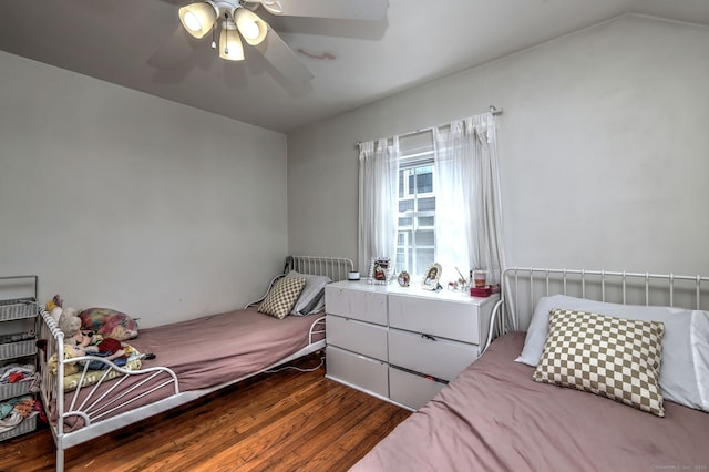 172 Alden St, Fairfield, CT 06824 - bedroom with wood finished floors, vaulted ceiling, and a ceiling fan